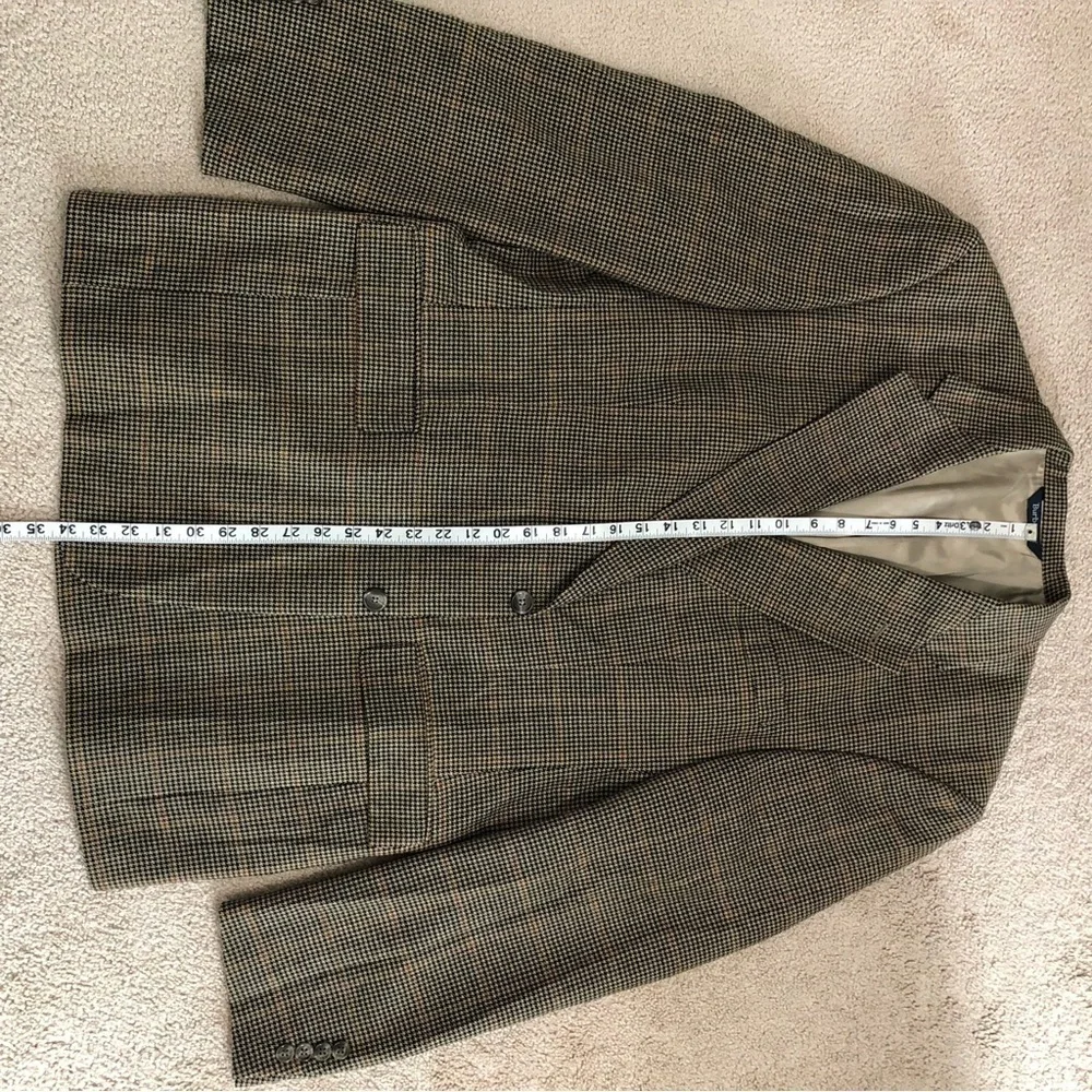 Burberrys Vintage Mens Houndstooth Wool Blazer 46 Long